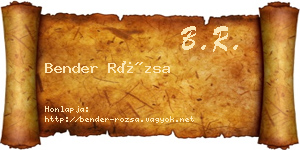 Bender Rózsa névjegykártya